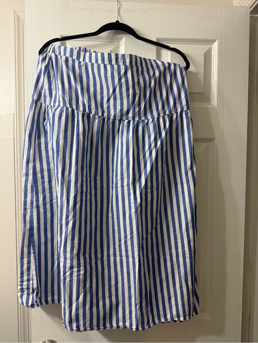 Old Navy Blue and White Vertical Stripe Midi Skirt